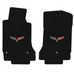 Lloyd Mats LogoMat Custom Floor Mats for C6 Corvette Mats 2005-2007 (Charcoal, Front Mats - Flag)