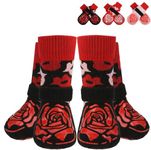 PETANGEL Dog Socks with Grips - Anti Slip Paw Socks for Dogs, Adjustable Stay-On Elastic Straps, Non-Skid Indoor Traction Socks for Small Medium Large Dogs, Puppies & Senior Dogs (Size: M)