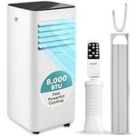SereneLife Portable AC 8000 BTU, 3-in-1 Cooling, Dehumidifier And Fan Modes, Compact Standing Air Conditioner, Energy Efficient 300 Sq. Ft. Climate Control, Universal Castors And Window Mount Kit