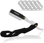 Straight Razor - Straight Razors for Men, BarbaQo Professional Barber Razor with 10 Sinlge Blades, 100% Stainless Steel Straight Razor for Close Shaving