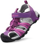 DREAM PAIRS Boys Girls Outdoor Summer Sport Athletic Sandals for Little/Big Kid,Size 1 Little Kid,Purple/Fuchsia/Light/Grey,170813-K