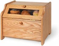 CONSDAN Bread Box, Solid Wood Oak Bread Box for Kitchen Countertop, Double Layer Bread Container for Bread Storage, Large Capacity Breadbox with Clear Window, Nature