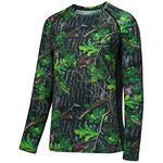 BASSDASH Men's Hunting Camo Performance Long Sleeve Shirt Fishing UPF50+ FS13M, Green Leaf, 3X-Large