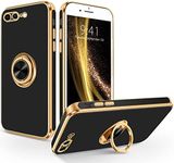 iPhone 7 Plus Case iPhone 8 Plus Case, SouliGo iPhone 7/8 Plus Phone Case 360° Ring Holder Kickstand for Magnetic Car Mount Slim Luxury Plating Soft TPU Protective Case for iPhone 7/8 Plus, Black