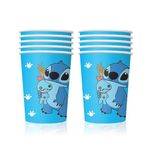 POPOYU 10PCS Paper Cups Stitch Theme Tableware Paper Cups Stitch Birthday Party Tableware for Kids Birthday,Stitch Cartoon for Boys Girls Birthday Supplies Lilo Stitch Theme Party Favor Decorations