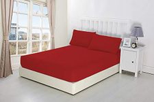 Extra Deep Fitted Sheets 16"/40CM Deep Luxury Percale 14 Colours (King, Red)