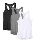 icyzone Workout Tank Tops for Women - Racerback Athletic Yoga Tops, Running Exercise Gym Shirts(Pack of 3) (Black/Gray/White, Large)