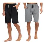 INSIGNIA Mens Twin Pack Pyjamas Cotton Lounge Shorts Bottoms (Black -Grey, L)