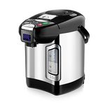 NutriChef Digital Water Boiler and Warmer - 3L/3.17 Qt Stainless Electric Hot Dispenser w/LCD Display, Rotating Base, Keep Warm, Auto Shut Off, Safety Lock, Instant Heating, Silver (NCHUD43)