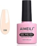 AIMEILI Soak Off U V LED Hema Free Nude Gel Nail Polish Cruelty Free Vegan Nail Gel - Soft Peach Pink (036) 10ml