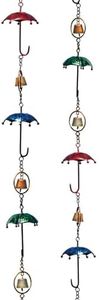 BestNest Set of 2 Ancient Graffiti Umbrella and Bell Multicolored Rain Chains