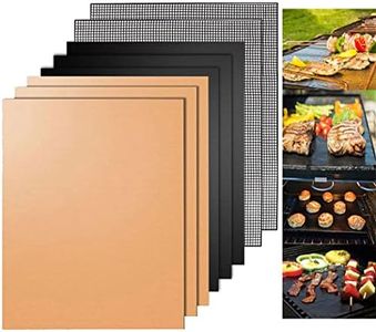 BBQ Grill Mat, 8 Pack(6 Solid Mats * 2 Mesh Mats) Non-Stick BBQ Baking Mats Reusable for Charcoal, Gas or Electric Grill - Easy to Clean, Heat Resistant Barbecue Sheets