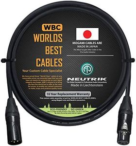 1 Meter – Quad Balanced Microphone Cable CUSTOM MADE By WORLDS BEST CABLES – using Mogami 2534 wire and Neutrik NC3MXX-B Male & NC3FXX-B Female XLR Plugs.