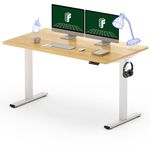 FLEXISPOT EN2 Whole-Piece Standing Desk, 55 x 28 Electric Stand Up Height Adjustable Desk (White Frame + 55" Maple Top, 2 Packages)