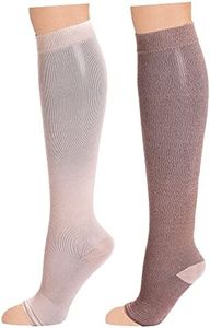 BE SHAPY Compression Socks Open Toes Support Stockings for Daily Use Medias de Compresión 2 Pack