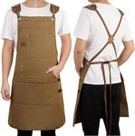 HOMEDISIAC Wood Work Aprons for Men, Heavey Duty Cotton Canvas Multifunction Apron With 10 Pockets, Perfect for Chef's Gift, Woodworking, Work shop, Horticulture, Barbecue, Size M-XXL