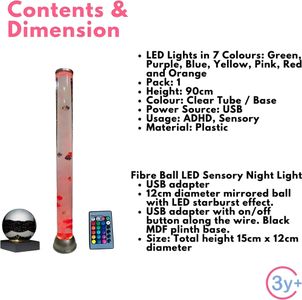 Playlearn Sensory Bubble Tube 90cm – Calming LED Light Column