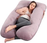 Wndy's Dream Pregnancy Pillow for Sleeping, U Shaped Maternity Pillow, Full Body Pillow Support for Back, Hips, Legs for Pregnant Women, With Removable Cover(Purple Light Grey)