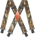 MENDENG Men's Camouflage Clip-End Suspenders Strong Clips Heavy Duty Braces One Size Army Green