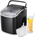 Havato Portable Ice Maker Countertop, 9 Bullet Ice Cubes in 6 min, 26.5 lb (12kg)/24h, Compact Ice Machine with Handle Scoop Basket, Self-Cleaning, Ideal for Home/Kitchen/Office/Party/Camping, Black