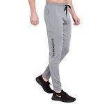 BLUE STAR SHARK Men's Regular Fit Polyester Blend Stylish Grey Joggers Track Pant L