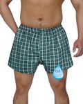 TIICHOO Washable Incontinence Underwear for Men Regular Absorbency Reusable Urinary Leak Proof Boxer Shorts with Fly 1 Pack (4X-Large, Green Plaid)