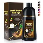 Dark Brown Hair Dye Shampoo 3 in 1 for Women&Men for Gray Hair Coverage, Natural Herbal Hair Color Shampoo for Women, Magic Hair Care Semi-Permanent Hair Shampoo