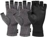 Dr. Frederick's Original Fingerless Compression Glove Bundle - 3 Pairs - Original, Grippy, and Copper Compression Gloves - for Women & Men - Triple Pain Relief - Large