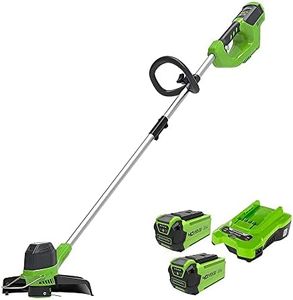 Greenworks 40V Tagliabordi a Batteria per Giardini Medi, Altezza Regolabile, Ampiezza Taglio 30cm, Filo di Nylon da 1,65mm con Autofeed, 2x Batterie da 40V 2Ah e Caricabatterie G40LTK2X