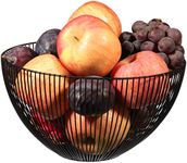 Metal Wire Fruit Basket,Large Round Storage Baskets for Bread,Fruit,Snacks,Candy,Households Items.Fashion Fruit Bowl Decorate Living Room, Kitchen, Countertop,Black By Cq acrylic