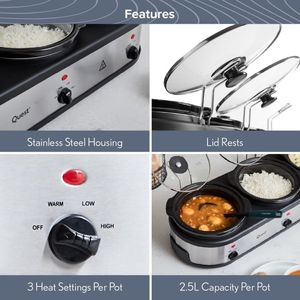 Quest Triple Slow Cooker 7.5L – 3 Pot Buffet Server