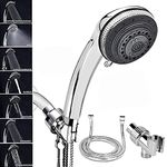 Handheld Showerheads, 7 Spray Settings High Pressure Shower Head with 2M Stainless Steel Hose and Shower Bracket