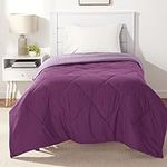 Amazon Basics Reversible, Lightweight Microfiber Comforter Blanket - Twin/Twin XL, Plum / Light Purple