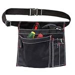 Cyleibe Tool Belt Pouch, 12OZ Multifunctional Canvas Waist Apron Tool Pocket Bags with Adjustable Belt Clip for Workshop Storage/Wood Working Tools/Screwdriver Pouch/Garden - Black