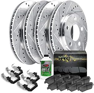 Hart Brakes Front Rear Brakes and Rotors Kit |Front Rear Brake Pads| Brake Rotors and Pads| Ceramic Brake Pads and Rotors - PHCC.63076.02