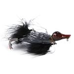 Dr.Fish Topwater Duck Fishing Lure 10.4cm Lifelike 3D Duck Poppers Floating Hard Bait Feathered Hooks Artificial Bait Bass Pike Catfish Fishing Lures Red Head Grey Belly