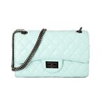 Quilted Crossbody Bags for Women Leather Ladies Shoulder Purses with Chain Strap Stylish Clutch Purse, Light Blue, Medium