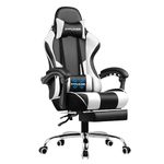 GTPLAYER Gaming Chair, Computer Chair with Footrest and Lumbar Support, Height Adjustable Gaming Chair with 360°-Swivel Seat and Headrest (White)
