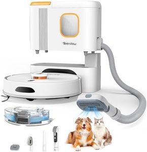 Teendow D20S Max+ Robot Vacuum and Mop, 6000Pa Suction for Pet Hair, with Self-Emptying Dock and Pet Grooming Parts, 10 Weeks Hands-Free Cleaning, PreciSense LiDAR Navigation, App & Voice Control