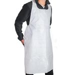 YIQXKOUY 100 Pieces Plastic Disposable Aprons 29 X 44 Inches White Waterproof Painting Cooking Aprons for Adults Size for Painting Party, Cooking, Housework, Picnic etc.