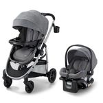 Graco Modes Pramette Travel System, Includes Baby Stroller with True Pram Mode, Reversible Seat, One Hand Fold, Extra Storage, Child Tray and SnugRide 35 Infant Car Seat, Ellington