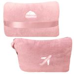 BlueHills Travel Blanket Pillow in Mini Soft Case Premium Plush Airplane Blanket in Soft Bag Compact Pack with Luggage Belt and Backpack Clip - Dusty Rose Pink M02