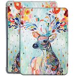 DuraSafe Cases for iPad 9.7 5th 6th Gen Air 1st 2nd Generation [iPad 5 6 Air 1 2] A1893 A1822 A1566 A1474 MH2V2HN/A MRM52HN/A TPU Ultra Slim Printed Flip Case with Corner Protection - Deer Print