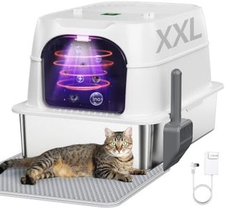 Smart Odor Control Cat Litter Box with Cover,XXXL Stainless Steel Enclosed Litter Box for Big Cats, Plasma Sterilization Deodorizer with Infrared Auto Pause, No More Odors and Stay Fresh,Easy to Clean