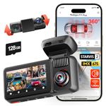 REDTIGER F17 Plus 4 Channel Dash Cam, 2.7K+3*1080P Car Camera, 360° View with Dual Rotatable Inside Lenses, STARVIS 2 IMX675, IR Night View, Free 128GB Card, 5GHz WiFi GPS, Voice Control, Touchscreen