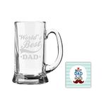 TheYaYaCafe Birthday Gifts for Father Worlds Best Dad Engraved Glass Beer Mug for Father (Muscular Beer 610 ml, Clear)