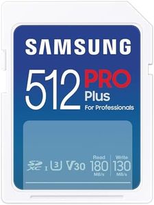 Samsung PRO Plus Carte mémoire SD (MB-SD512S/EU), 512 Go, UHS-I U3, Full HD et 4K UHD, 180 Mo/s en Lecture et 130 Mo/s en écriture