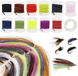 Croch Fly Tying Materials Kit for Dry/Wet Flies, Nymphs and Streamers (10Crystal Flash + 3Flashabou + 7Ice Chenille + 4Rayon Chenille + 1Mylar Tube)