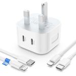 MAXZIQF iPhone USB C Fast Charger,[MFi Certified] Dual 20W PD Power Adapter with 2 * 2M USB C Fast Cable, USB C Wall Charger for iPhone 14/13/12/11/X/8/iPad AirPod