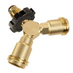 Propane Splitter Tee Adapter for QCC1 or POL Connector BBQ Grill Gas Fitting Tool Accessory for Propane Appliances, Patio Heaters, Camping Stoves, Lanterns, BBQ Grill, Camper, Two Burners, Stoves etc